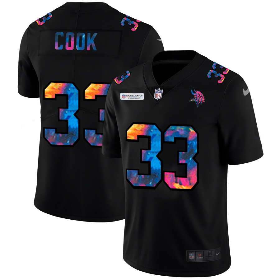 NFL Minnesota Vikings #33 Dalvin Cook Men Nike MultiColor Black 2020 Crucial Catch Vapor Untouchable Limited Jersey